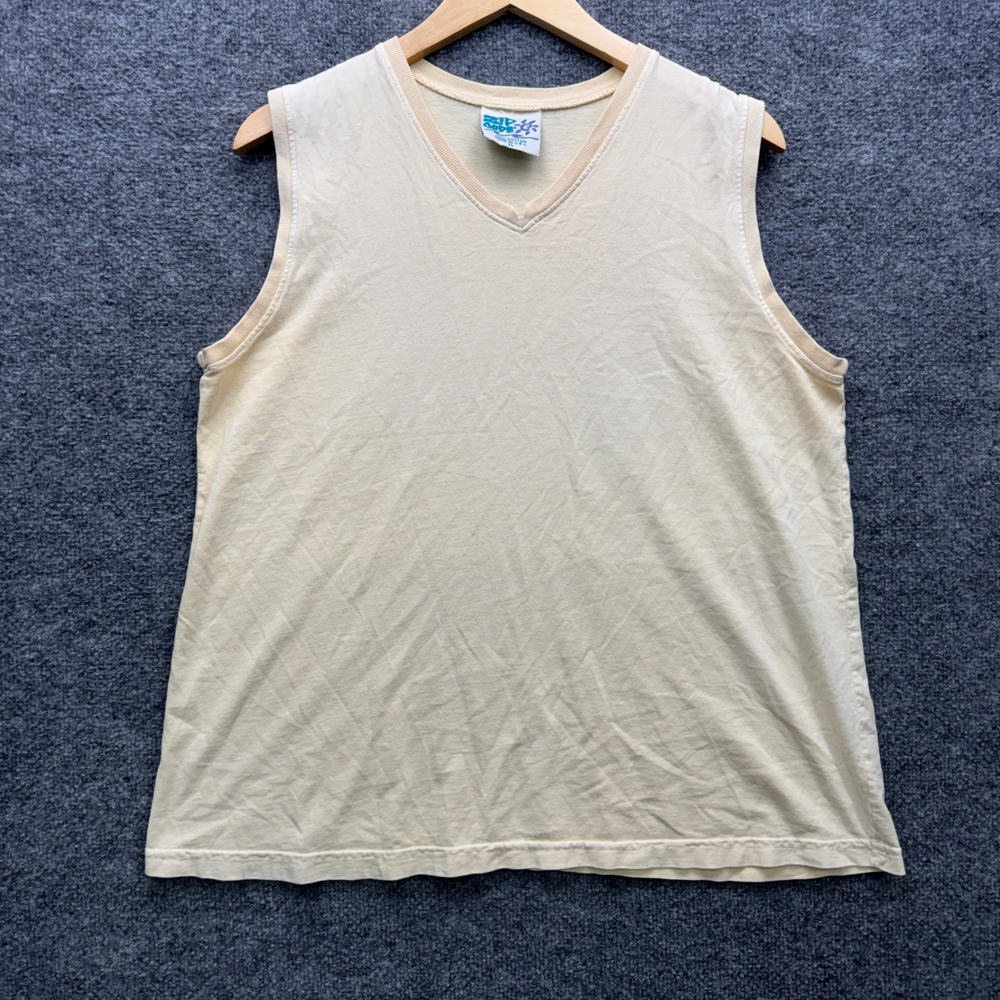 Zip Code Tank Top Mens XL Yellow Sleeveless V-Neck Cotton Athletic Made in USA